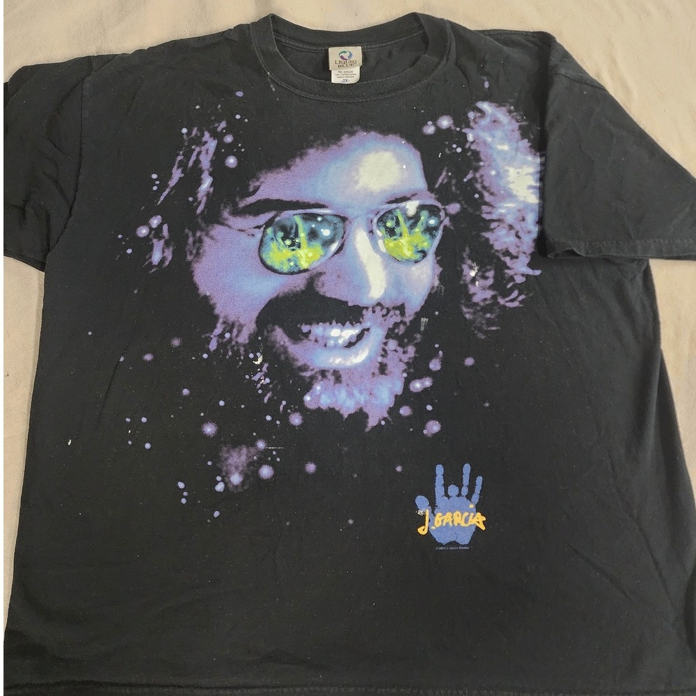 🌌VTG Jerry Garcia Liquid Blue 2XL Cosmic Grateful Dead Graphic Tee Y2K band Tee - Picture 1 of 10